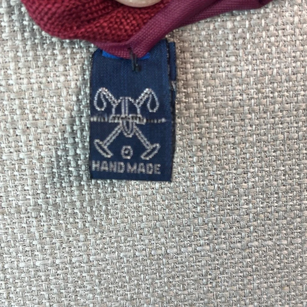 Vintage Polo Ralph Lauren Necktie Mens Burgundy 100% Linen Pony Logo Saks Fifth